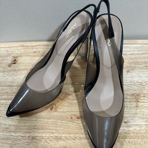 Aldo Black and Gray Slingback Heels